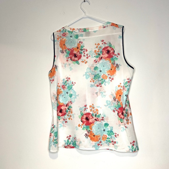 Ann Taylor Floral Sleeveless Top Lightweight Summer Size L - Picture 7 of 11